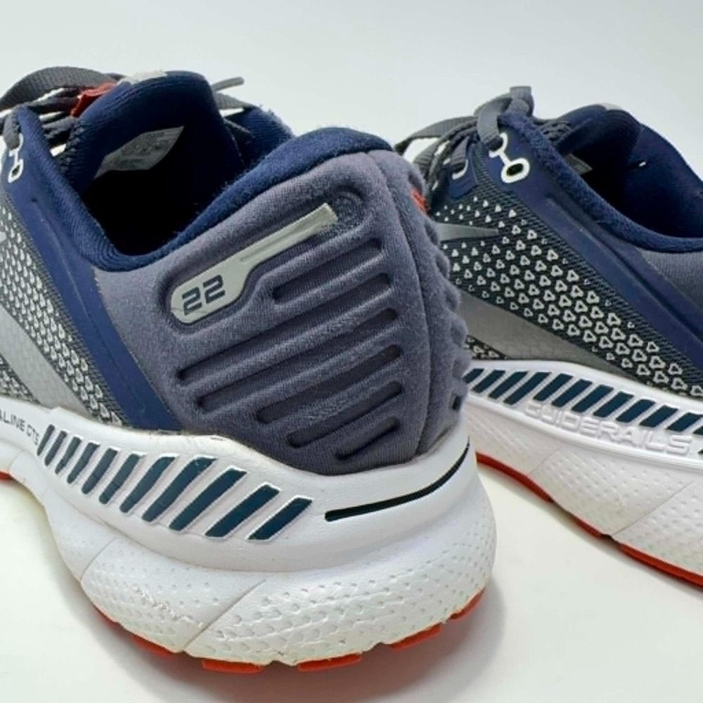 Brooks Adrenaline GTS 22 Running Shoes Men's 11D Navy Gray Orange 1103661D435 - Picture 8 of 10
